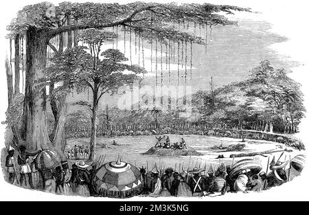 Execution of two Assin chiefs, Gabriel and Chiboo. The British were at this time still not the dominant power on the Gold Coast and had to contend with the powerful Ashanti tribe.  18 June 1853 Stock Photo