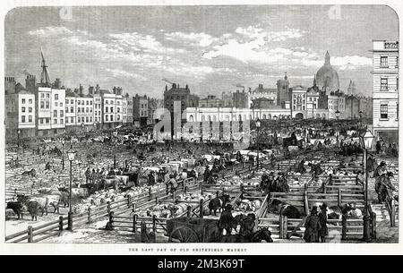 The Last Day of the Old Smithfield Market, London 1855 Stock Photo