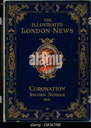 Front cover from the special number of the Illustrated London News, prepared in advance for the coronation of King Edward VIII.  Edward was never crowned; in December 1936 he abdicated from the throne in order to marry the American divorcee, Wallis Simpson.  The number contains representations of the ceremony that never happened as well a blank pages, awaiting photographs that never appeared.     Date: 1936 Stock Photo