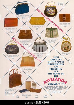 Advert for Revelation clutch bags 1928 Stock Photo