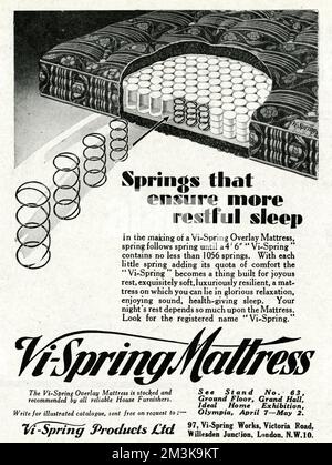 Advert for Vi-Spring Mattress 1931 Stock Photo