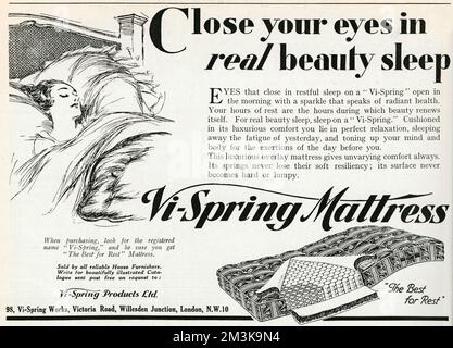 Advert for Vi-Spring Mattress 1931 Stock Photo