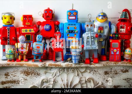 Robots On Shelf Stock Photo