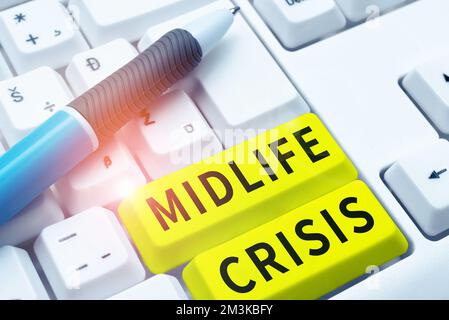 Sign displaying Midlife Crisis. Business overview Software development technique Decomposing an application Stock Photo