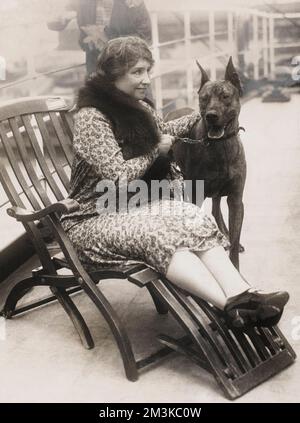 Helen Keller with her Great Dane Stock Photo