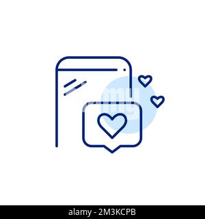 Receiving multiple like notifications on your smartphone. Pixel perfect, editable stroke line icon Stock Vector
