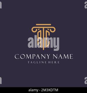 AC monogram initials design for law firm, lawyer, law office with pillar style ideas Stock Vector