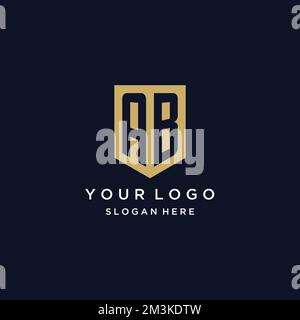 AB monogram initials logo design with shield icon template Stock Vector