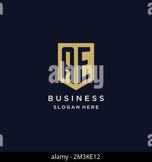 AE monogram initials logo design with shield icon template Stock Vector