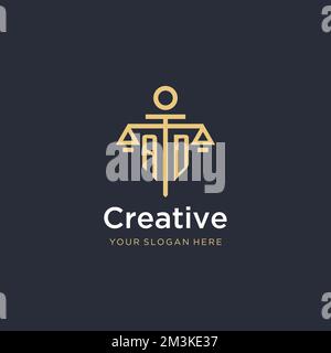 AD initial monogram logo with scale and pillar style design ideas Stock Vector