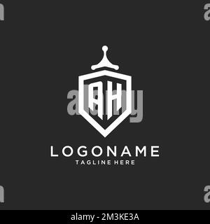 AH monogram logo initial with shield guard shape design ideas Stock Vector