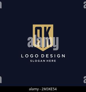 AK monogram initials logo design with shield icon template Stock Vector
