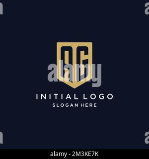 AG monogram initials logo design with shield icon template Stock Vector