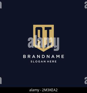 AI monogram initials logo design with shield icon template Stock Vector