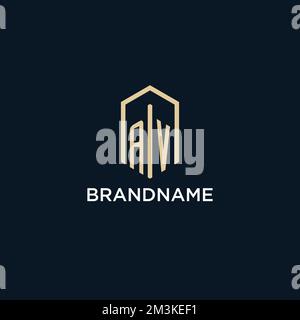 AV initial monogram logo with hexagonal shape style, real estate logo design ideas inspiration vector Stock Vector