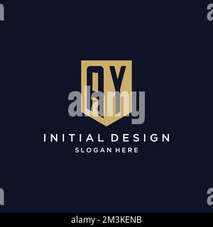 AY monogram initials logo design with shield icon template Stock Vector