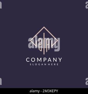 BA initial monogram logo with rectangle style design ideas Stock Vector