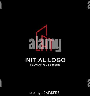 AT initial monogram with building logo design ideas Stock Vector
