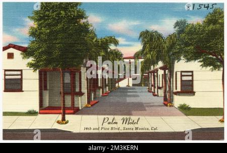 Palm Motel, 14th and Pico Blvd., Santa Monica, Cal. , Motels, Tichnor Brothers Collection, postcards of the United States Stock Photo