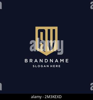 AV monogram initials logo design with shield icon template Stock Vector
