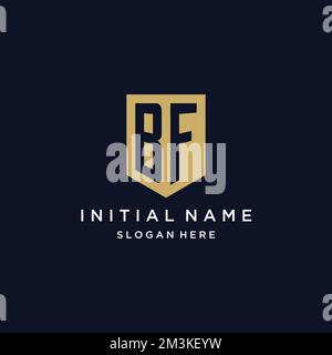 BF monogram initials logo design with shield icon template Stock Vector