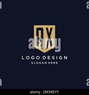 AX monogram initials logo design with shield icon template Stock Vector