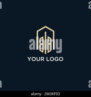 BB initial monogram logo with hexagonal shape style, real estate logo design ideas inspiration vector Stock Vector
