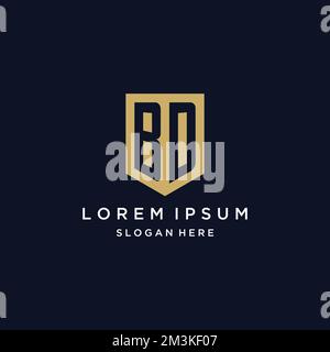 BD monogram initials logo design with shield icon template Stock Vector
