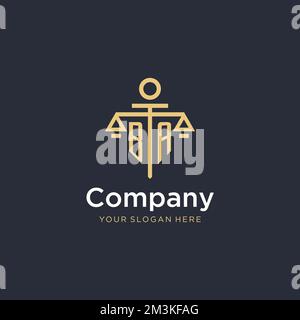 BA initial monogram logo with scale and pillar style design ideas Stock Vector
