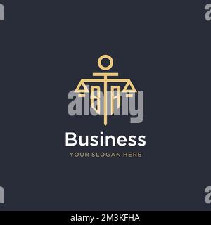 BR initial monogram logo with scale and pillar style design ideas Stock Vector