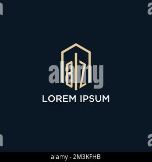 BZ initial monogram logo with hexagonal shape style, real estate logo design ideas inspiration vector Stock Vector