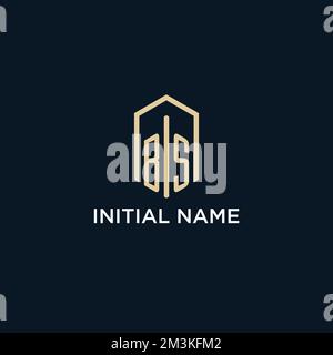 BS initial monogram logo with hexagonal shape style, real estate logo design ideas inspiration vector Stock Vector
