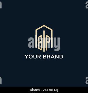 BP initial monogram logo with hexagonal shape style, real estate logo design ideas inspiration vector Stock Vector