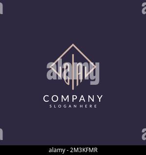 CA initial monogram logo with rectangle style design ideas Stock Vector