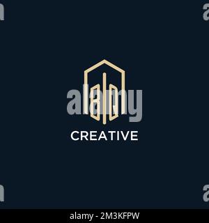 BQ initial monogram logo with hexagonal shape style, real estate logo design ideas inspiration vector Stock Vector