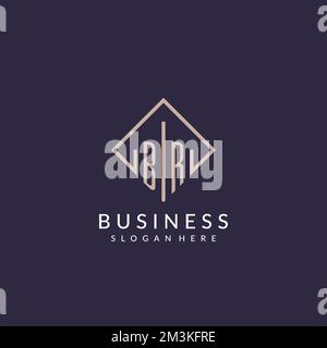 BR initial monogram logo with rectangle style design ideas Stock Vector