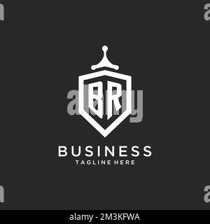 BR monogram logo initial with shield guard shape design ideas Stock Vector