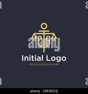 CG initial monogram logo with scale and pillar style design ideas Stock Vector