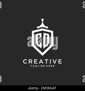 CD monogram logo initial with shield guard shape design ideas Stock Vector