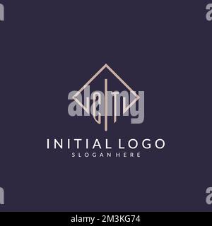 CT initial monogram logo with rectangle style design ideas Stock Vector
