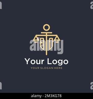 BO initial monogram logo with scale and pillar style design ideas Stock Vector