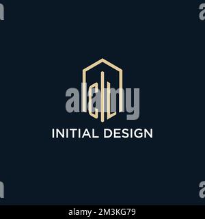 CL initial monogram logo with hexagonal shape style, real estate logo design ideas inspiration vector Stock Vector