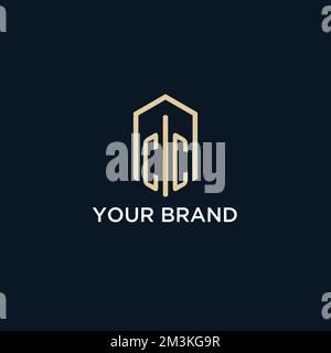 CC initial monogram logo with hexagonal shape style, real estate logo design ideas inspiration vector Stock Vector