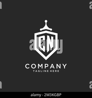CN monogram logo initial with shield guard shape design ideas Stock Vector