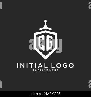 CG monogram logo initial with shield guard shape design ideas Stock Vector