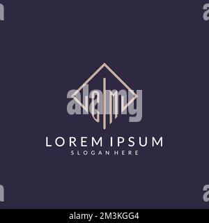 CM initial monogram logo with rectangle style design ideas Stock Vector