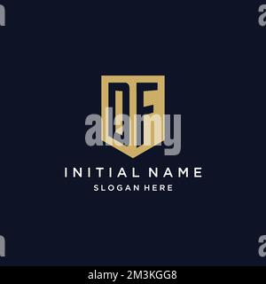 DF monogram initials logo design with shield icon template Stock Vector