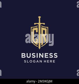 CR initial monogram logos with sword and shield shape design ideas ...
