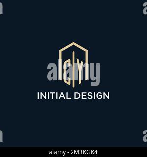 CY initial monogram logo with hexagonal shape style, real estate logo design ideas inspiration vector Stock Vector