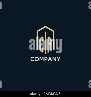 CA initial monogram logo with hexagonal shape style, real estate logo design ideas inspiration vector Stock Vector